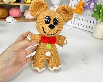 Micky Maus Handarbeit, süße Micky Maus Amigurumi, Weihnachten Micky Maus, Disney Mickey Plüsch, handgemachte Maus Puppe