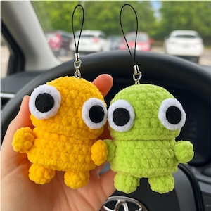 Alien Plush Handmade  Keychain, Cute Crochet Stuffed Creature Toy, Amigurumi Mini Monster Bag Charm, Funny Gift For Plush Lovers