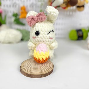 White Bunny Crochet Handmade, Cute White Bunny Plush, Amigurumi White Bunny,  White Bunny with Easter Egg, Crochet White Bunny Doll