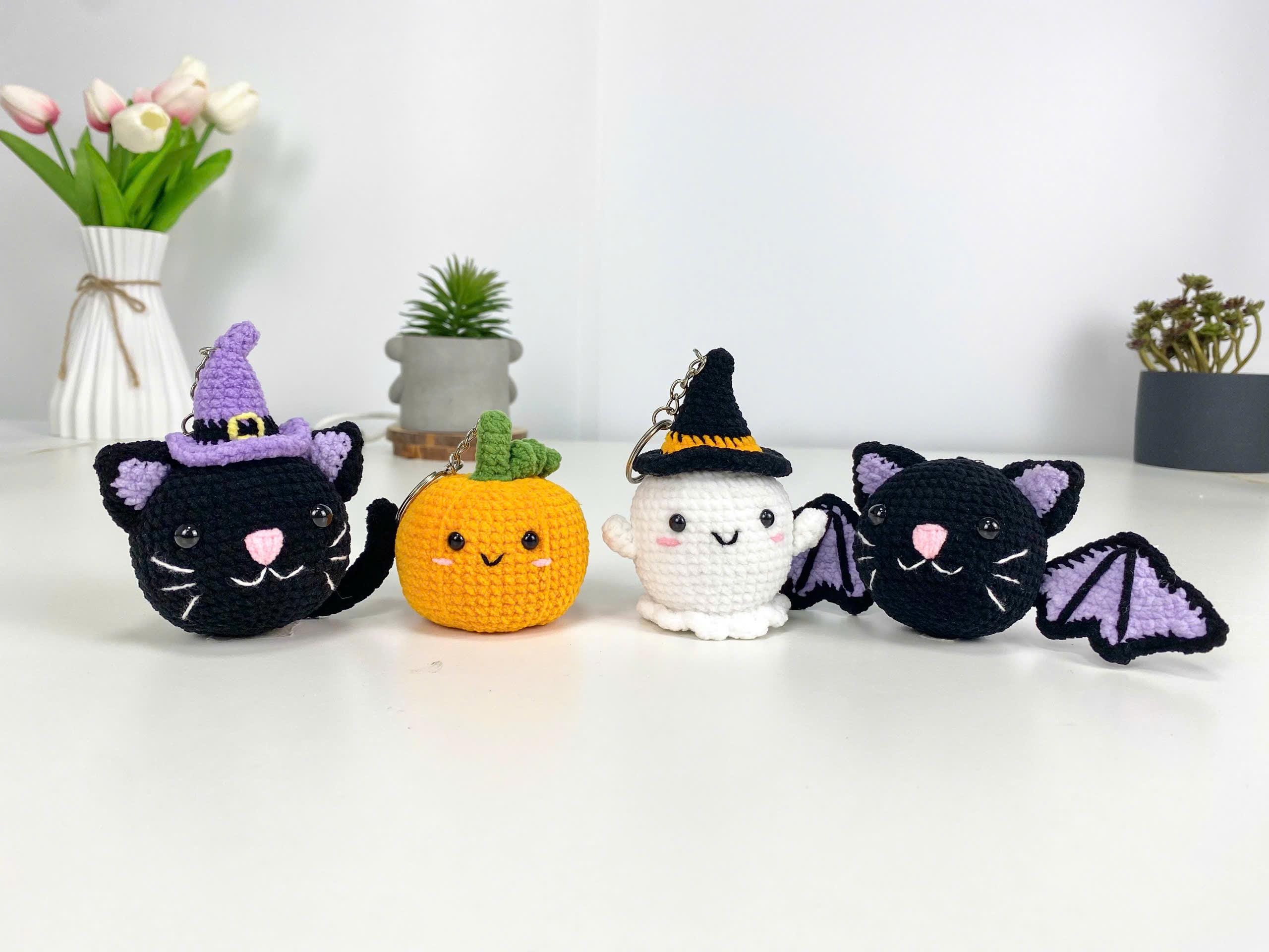 ハロウィンかぎ針編みぬいぐるみセット、かわいいゴーストコウモリ