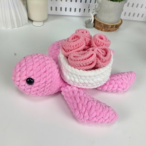 Valentine Rose Turtle Handmade, Cute Crochet Valentine Turtle, Amigurumi Turtle with Rose,Custom Turtle Gift, Pink Turtle Valentine