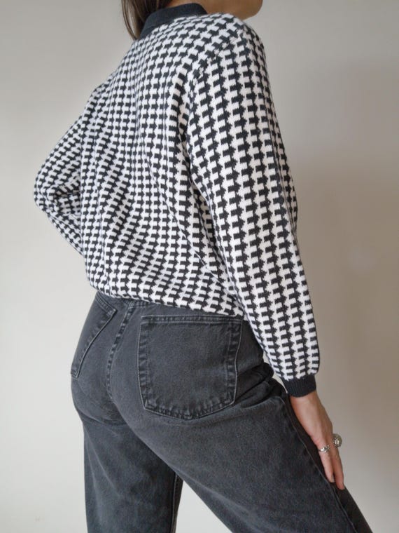 80s Patterned Collared Sweater - image 4