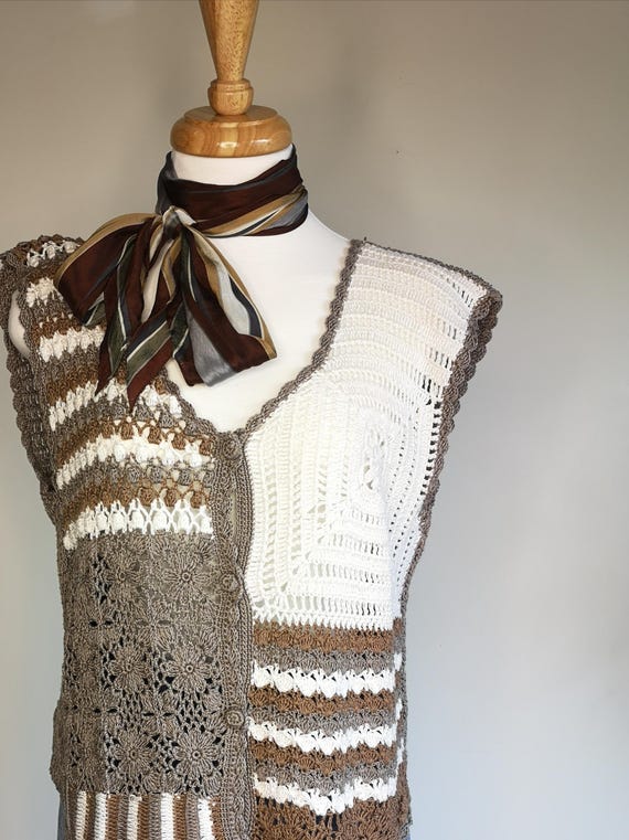 70s Crocheted Patchwork Vest - image 1