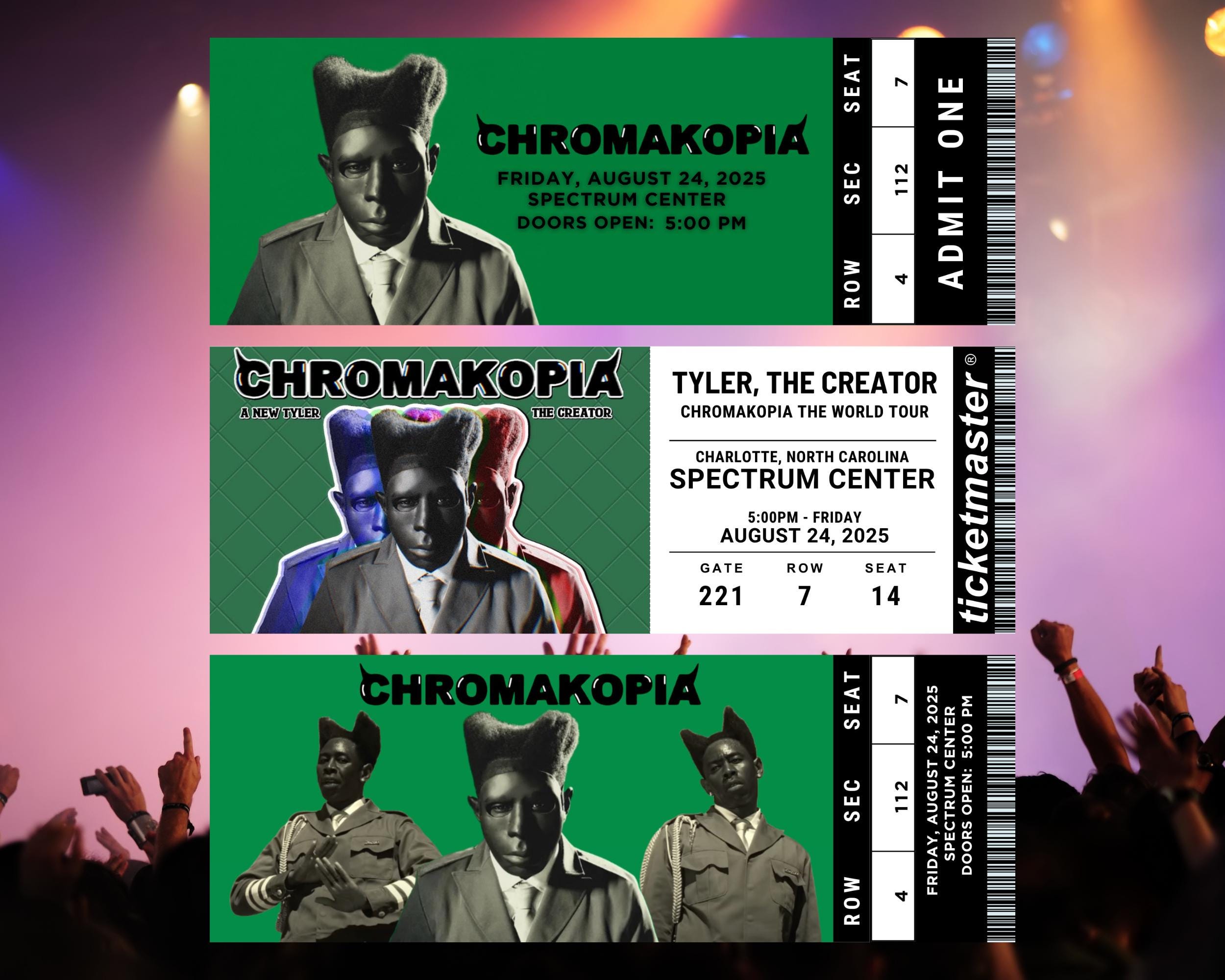 Editable Tyler the Creator Concert Ticket, Printable Chromakopia