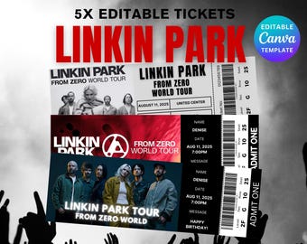 Editable Linkin Park Concert Ticket Template, Linkin Park From Zero World Tour 2025, Editable Concert Ticket, Canva Editable, Gift Keepsakes