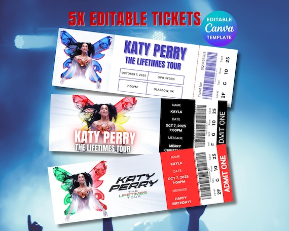 Editable Katy Perry Concert Ticket, Printable the Lifetimes Tour