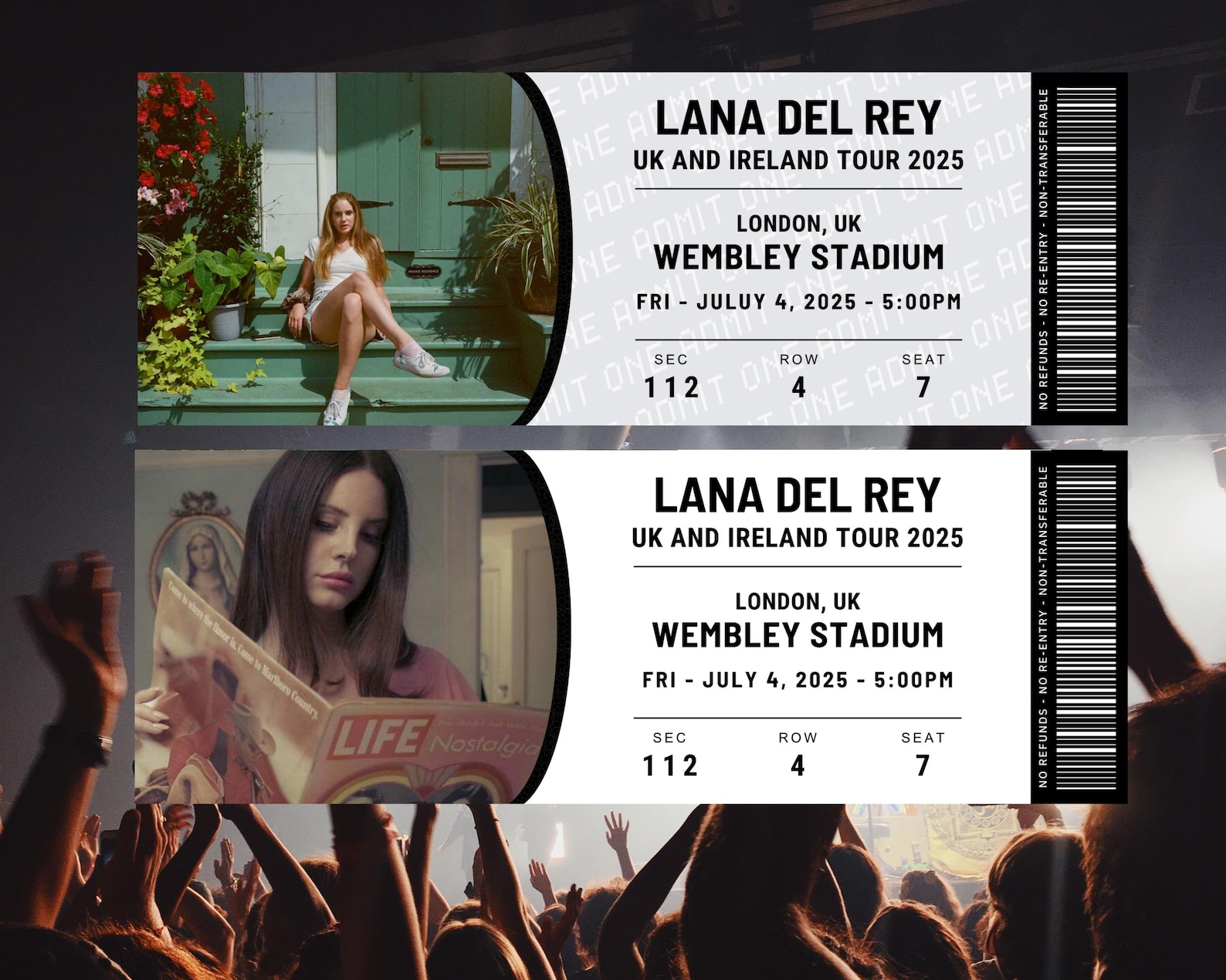 Lana Del Rey 2025 UK and Ireland Tour, Customizable Concert Tickets