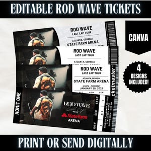 Bearbeitbare Rod Wave Last Lap Tour Konzertkarte, Überraschung Souvenir Konzertkarte, Canva Digital Download, druckbare Souvenir, Überraschungsgeschenk