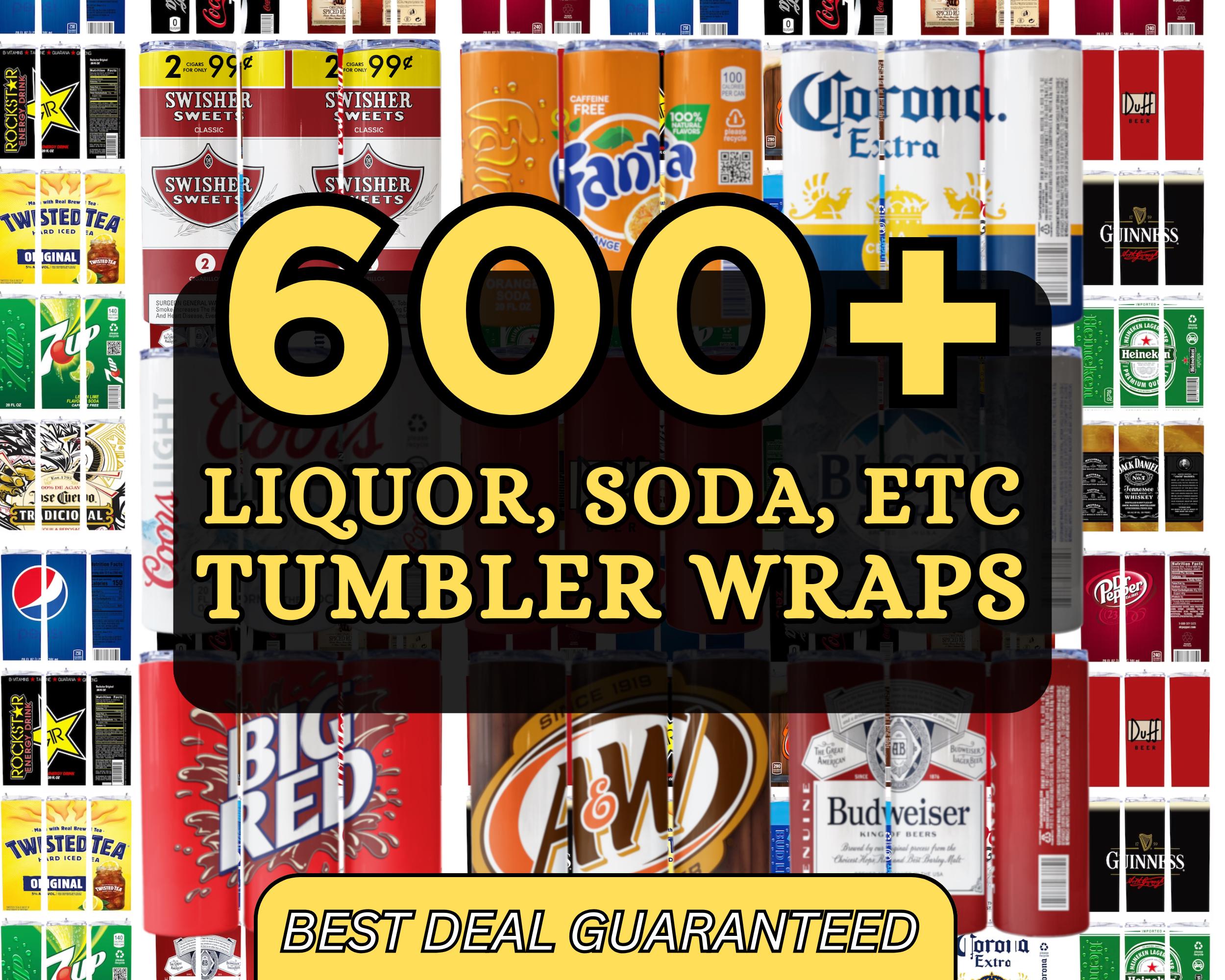 Liquor and Soda 600+ Tumbler Wrap Bundle, 20oz Sublimation Skinny Tumbler PNG, Alcoholic Drinks, Print Shop Starter Pack, Beer Tumbler