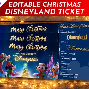 Editable Disneyland Ticket, Disneyworld Ticket, Surprise Ticket Gift, Keepsake Ticket, Downloadable Theme Park Ticket, Canva Editable Ticket