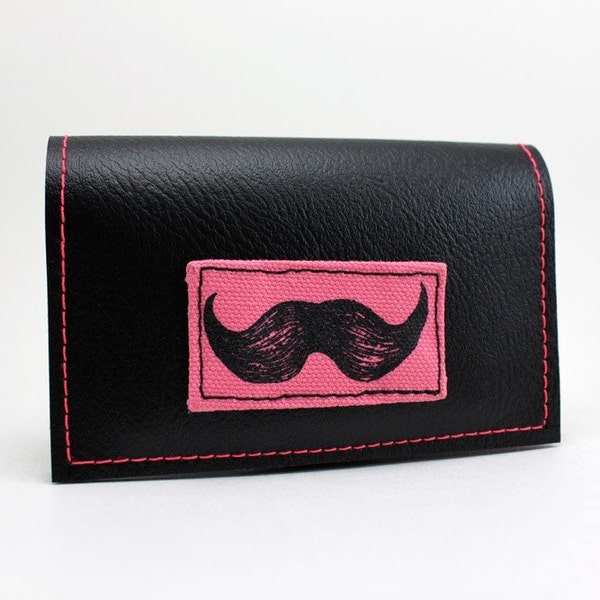 Black and Pink Mustache Mini Wallet - Help Support Movember Foundation