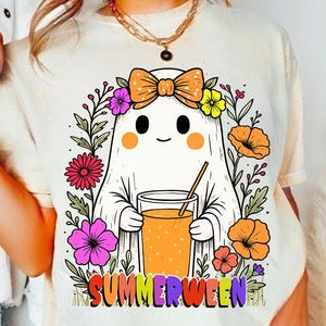 Ghost Summer Halloween Png, Funny summer Halloween Png, Vintage Summer Png, Halloween cocktail summer Png