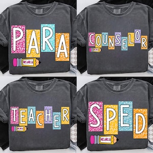 4 School Occupation Png Bundle, Back to School Teacher Sped Para Counselor Png, Preppy First Day of School Daisy Floral Girly Png
