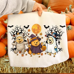 Retro Halloween Spooky Cartoon Png, Spooky Ghost Cartoon And Friends Png, Cartoon Witch Honey Bear Halloween Png