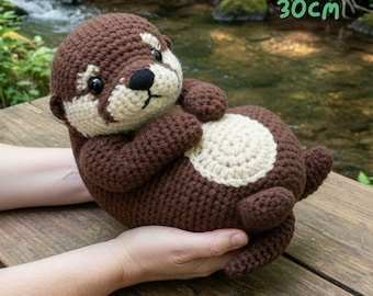 Bambola amigurumi all'uncinetto raffigurante una lontra di mare - Peluche fatto a mano a forma di lontra, regalo di bambola di peluche raffigurante un animale dell'oceano
