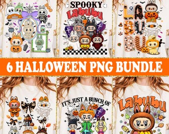 6 Cute Spooky Doll Monster Characters Bundle Png, Pumpkin Doll For Kids Girls Png, Monster Doll Horror Png