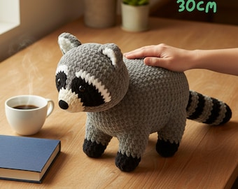 Waschbär häkeln Amigurumi Puppe - handgemachte Waldtier Plüschtier, Wald Kinderzimmer Dekor, individuelle Kuscheltier Geschenk