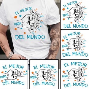 Personalized El Mejor Papa Del Mundo Fist Bump Bundle Png, Vintage Spanish Papá Png, Custom Father's Day, Spanish Dad Png, Latina Dad Gift