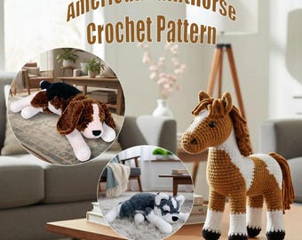 American Paint Horse Crochet Pattern PDF, Horse Amigurumi Tutorial, Farm Animal Plush Pattern, Instant Download