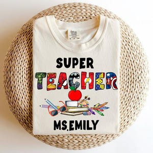 Gepersonaliseerde leraar naam held Svg, Super Teacher Svg, Teacher Appreciation Svg, Teacher Life Svg, terug naar school, stripfiguren Svg