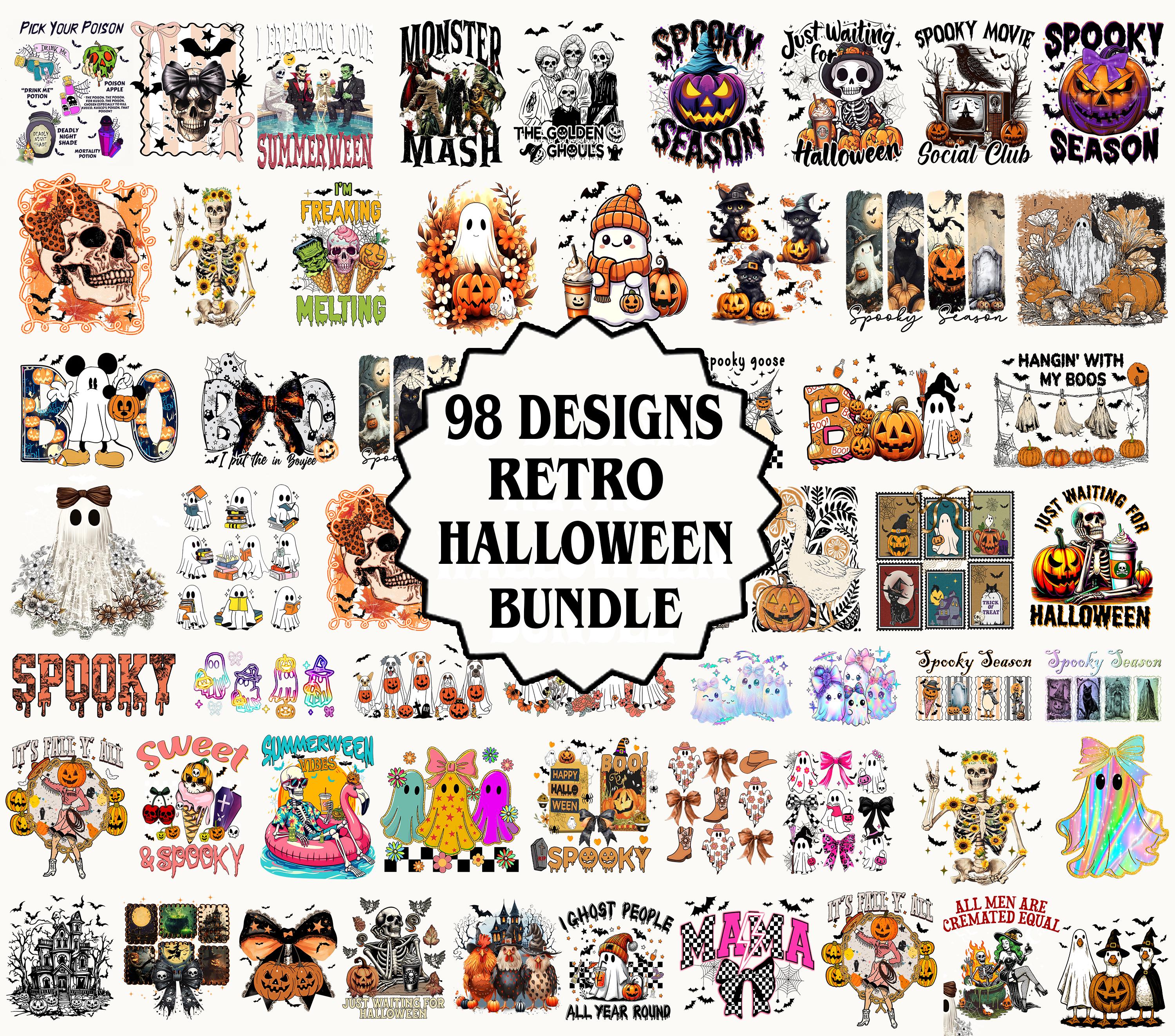 98 Retro Halloween Png Bundle, Halloween Coquette Png, Spooky Season Png, Fall Png, Halloween Mama Png
