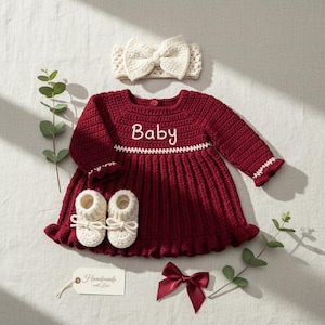 newborn burgundy dress Baby Solange Dress Set in Burgundy Tulle 6-9M