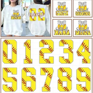 Personalized Softball Mom Png Bundle, Retro Softball Mama Coquette Png, Softball Mama Png, Softball Shirt Png, Game Day Softball Bow Png