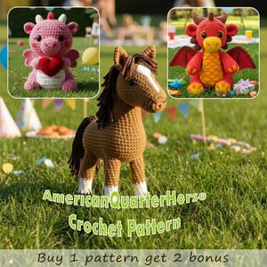 American Quarter Horse Crochet Pattern PDF, Horse Amigurumi Tutorial, Farm Animal Plush Pattern, Instant Download