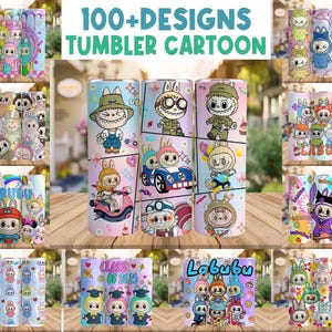 100+ Cartoon Monster Doll 20oz Tumbler Wrap Png Bundle, Cute Doll Png, Straight And Tapered Tumbler Wrap Png, Cartoon Character Png