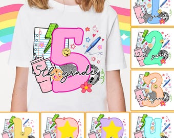 8 School Grade Png, Teacher Bright Png Bundle, Preppy Back To School Png, Teacher Kids Png, Teacher Png, School Png