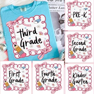 Back to School Bundle PNG, Preppy Teacher First Day of School Png, Girly Coquette Sublimation Png, Pink Bow Pre-k 1st/2nd/3rd/4th Grade