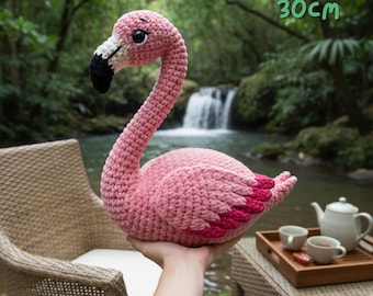 Flamingo Crochet Amigurumi Doll – Handmade Pink Bird Plush Toy, Nursery Decor