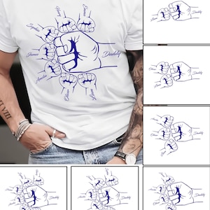 7 Father&#39;s Day Fist Bump Set Png, Dad Fist Bump Svg, Father&#39;s Day Png, Baby Toddler Kid Dad Fist Bump Svg, customized name Svg, Family Svg