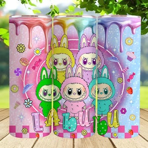 Cartoon Pink Cartoon 20oz Skinny Tumbler, Cartoon 20 oz Tumbler Wrap, Cartoon Characters 20oz Tumbler Png