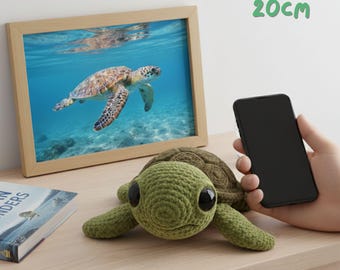 Bambola amigurumi tartaruga marina all'uncinetto - Peluche tartaruga fatto a mano, decorazione imbottita a forma di animale marino