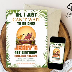Lion King Digital Invitation | Zoo Party | Simba Editable Invite | Lion King Birthday Invitation | Boy Lion King Invitation | Simba Party