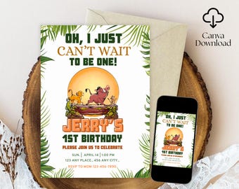 Lion King Digital Invitation | Zoo Party | Simba Editable Invite | Lion King Birthday Invitation | Boy Lion King Invitation | Simba Party