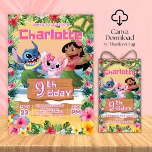 Custom Printable Editable Stitch Invitation, Lilo And Stitch Birthday Invite, Stitch Party Invite Template, Stitch Birthday Girl Canva Edit