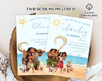Digital Invitations Moana Birthday | Editable Hawaiian Invite Template | Kids Party Digital Download | Instant Access | Moana Kids Birthday