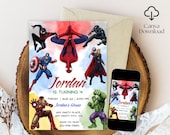Editable Superheroes Birthday Invitation, Superhero Birthday Invite, Printable Avengers Superhero Invitation Card, Avengers Birthday Party
