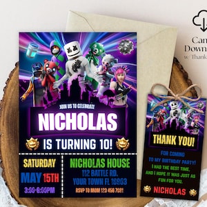 Battle Royale Digital Invitation | Editable Canva | Birthday Invite | Fort Game Birthday | Battle Royale Style Invitation, Video Game Invite