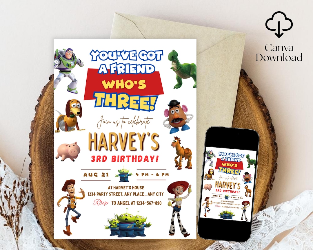 Editable Toy Story Invitation Template, Toy Story Birthday Party, 2nd