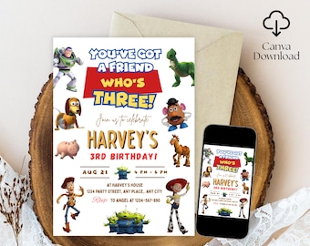 Editable Toy Story Invitation Template, Toy Story Birthday Party, 2nd Digital Invitation, Kids Birthday Party, Woody, Two Infinity & Beyond