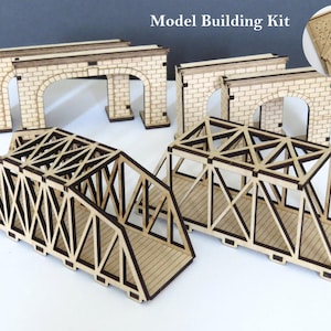 Sr No 114 - Laser Cut Truss Bridge and Tunnel Portal Set – Single or Double Track – Plywood Model Railroad Scenery N Scale