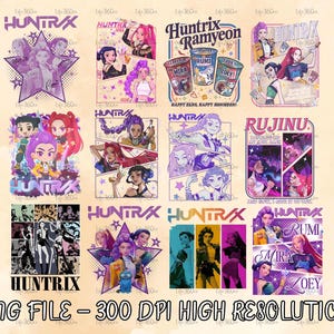HUNTRIX Kpop Demon Hunters 12+ png, Kpop Idol Group-shirtontwerp, Mira Png, Rumi Png, Joy Png, cadeau voor Huntrix-fans, directe downloads