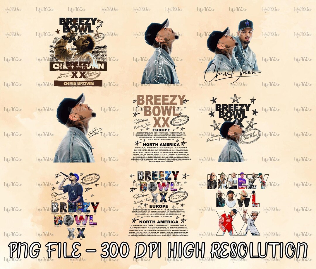 Chris Brown Breezy Bowl XX Tour 2025 Tshirt Png Design, Bootleg Tee
