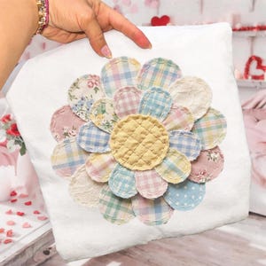 Daisy Spring Faux Patchwork PNG, Spring png Vårdaisyblomma Digital nedladdning png-fil, sublimering och DTF-design
