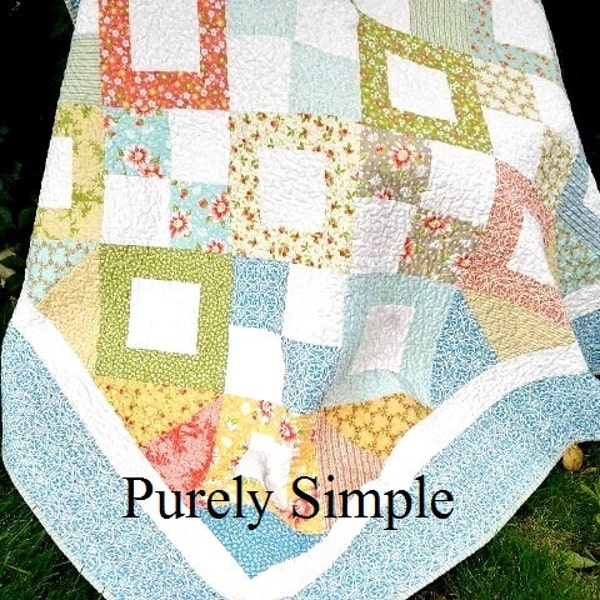 Purely Simple Quilt Pattern: Layer Cake Friendly Throw, Twin (PDF Pattern)