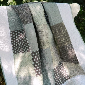 Baby Quilt Crib Hometown Blue Gray image 3