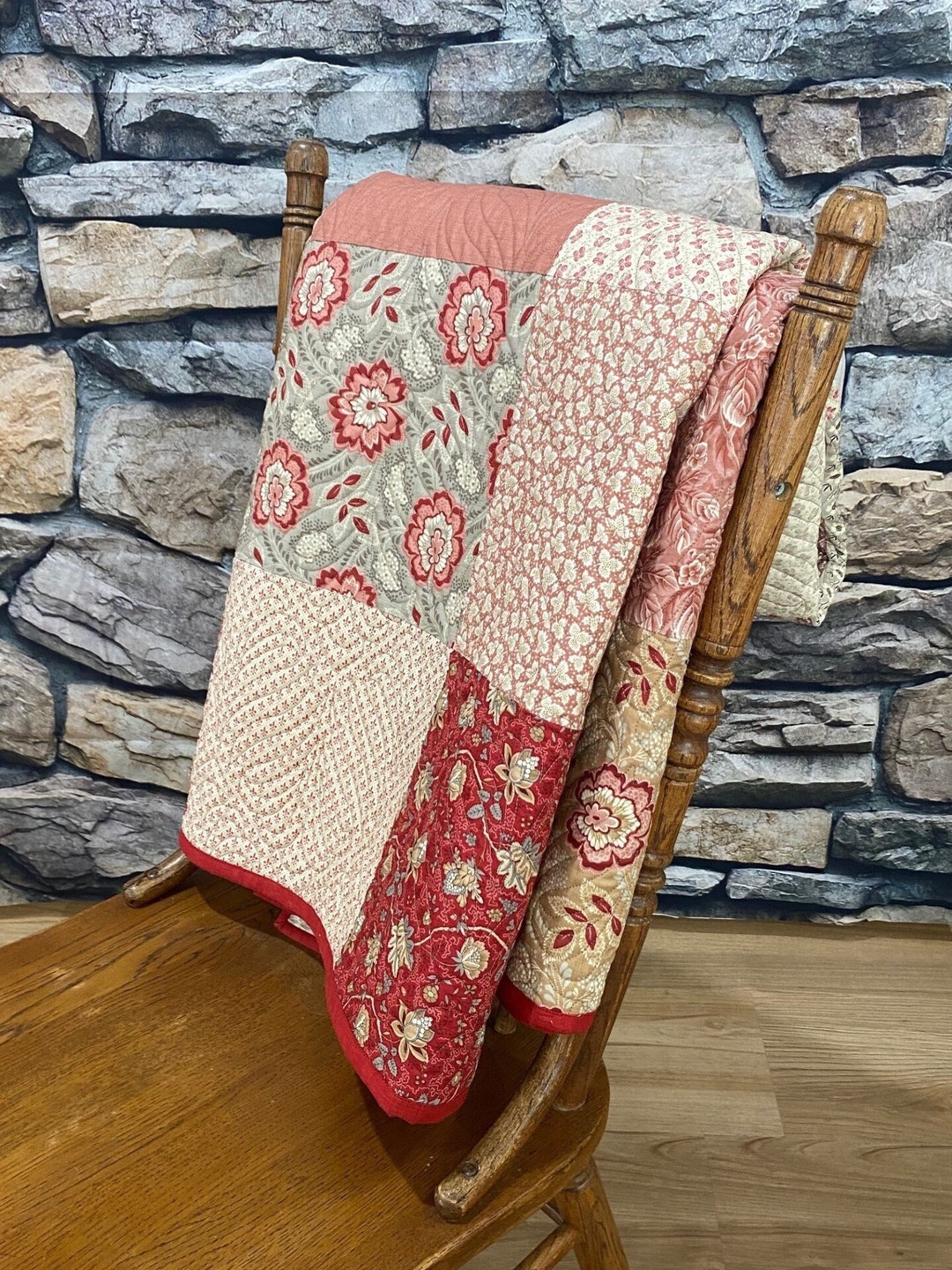 Quilt Throw/ Chateau De Chantilly/ HANDMADE/ French General / Moda